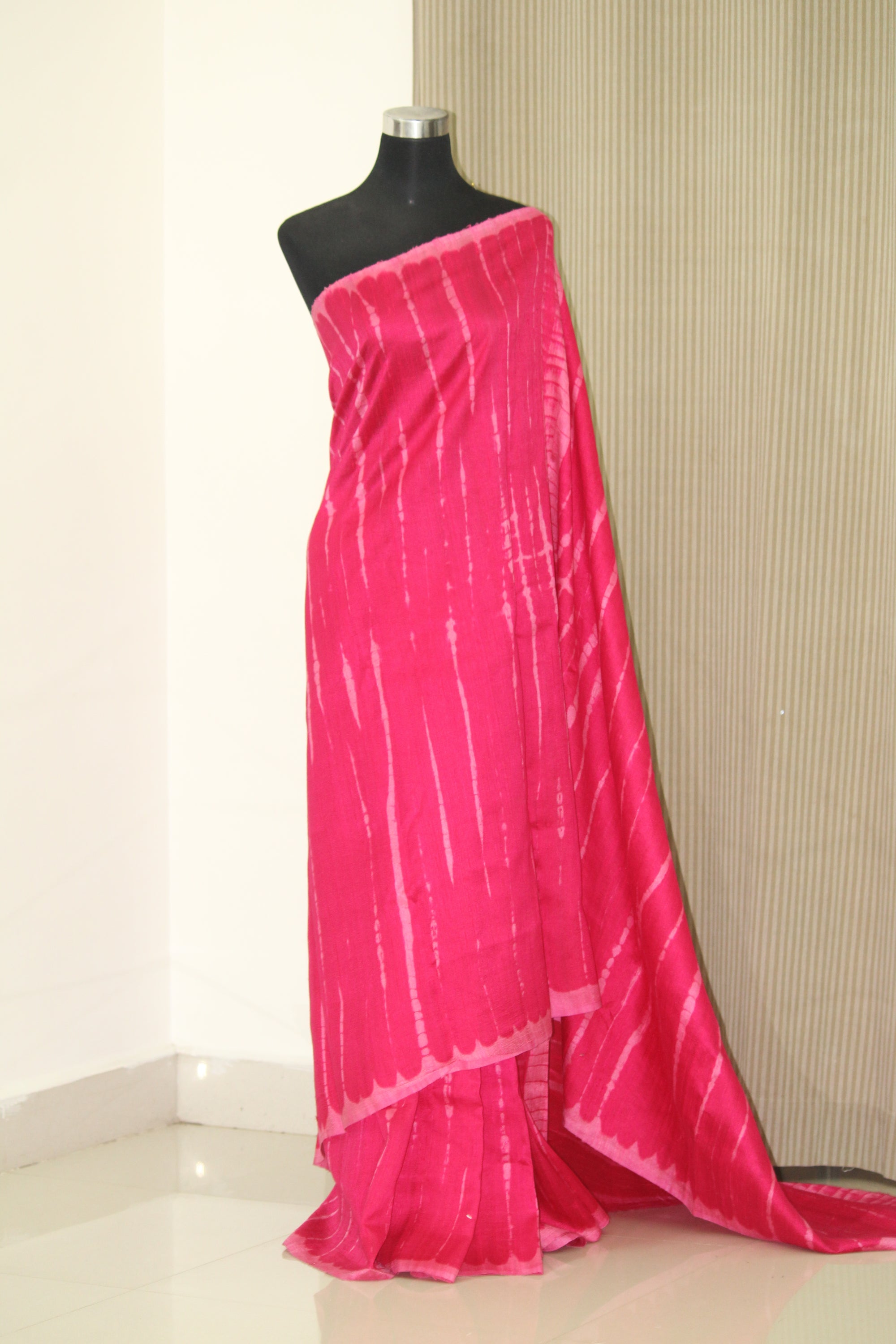 Pure dupion raw silk shibori tie and dye saree