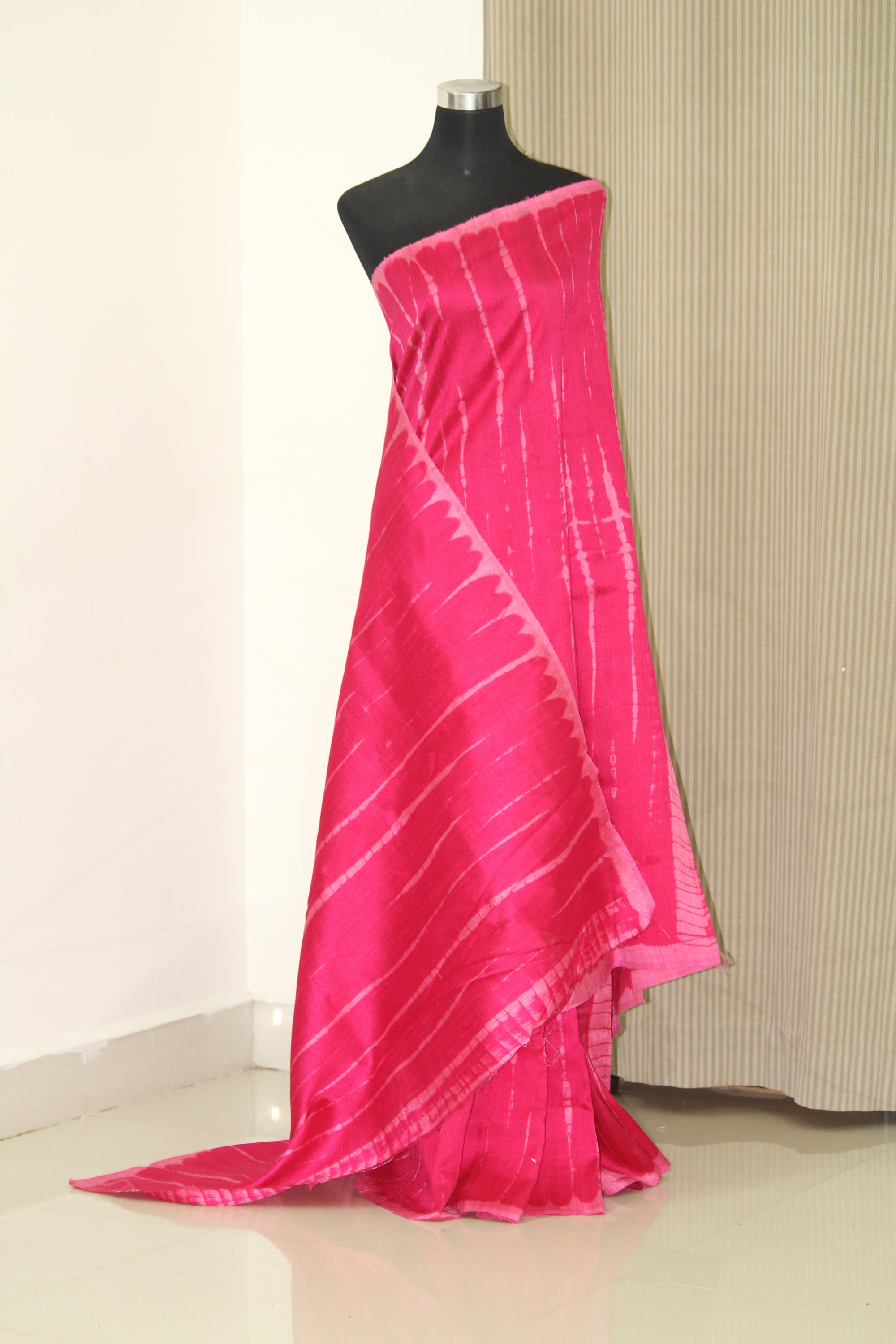 Pure dupion raw silk shibori tie and dye saree