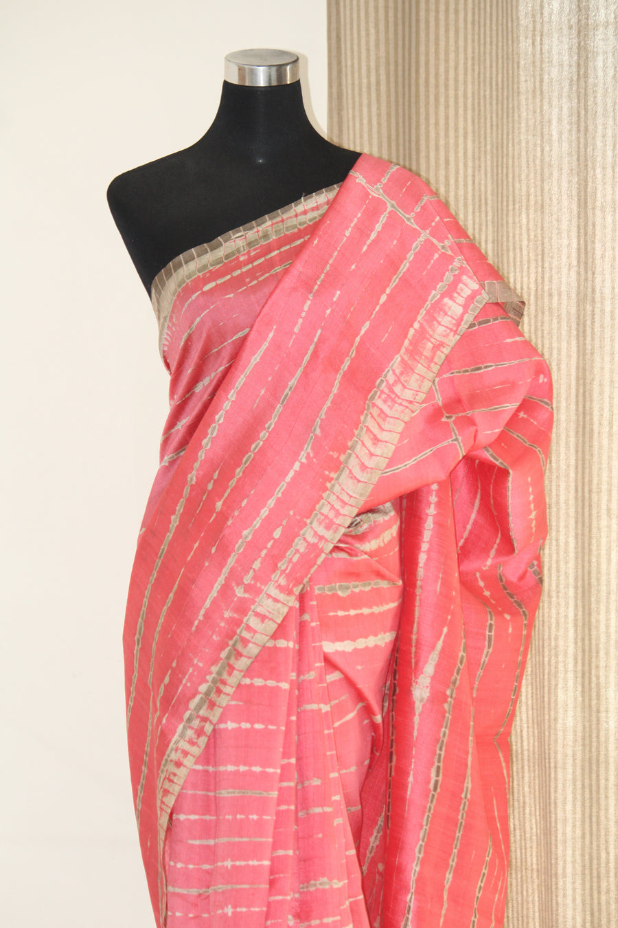 Pure dupion raw silk shibori tie and dye saree