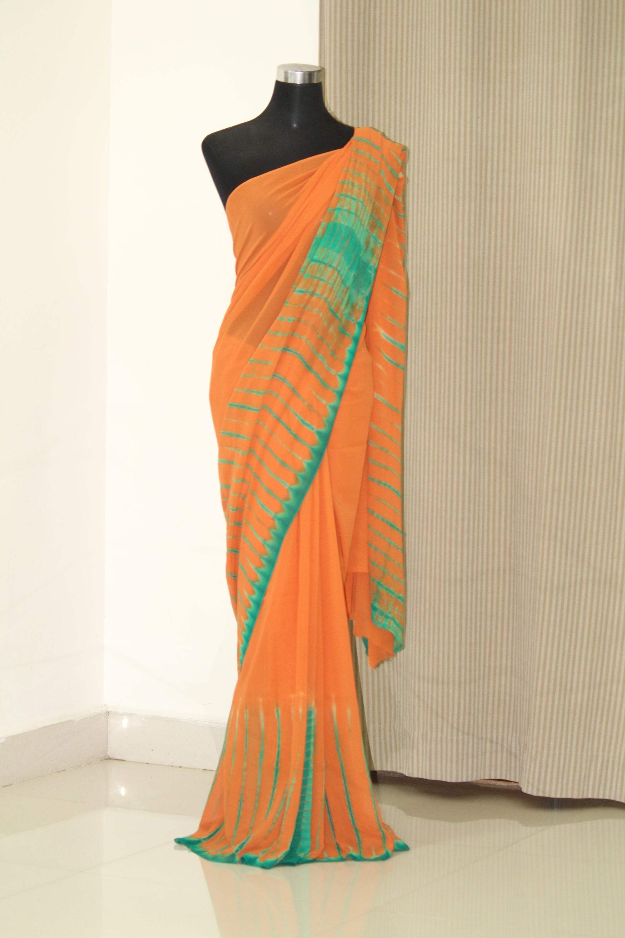 Shibori tie and dye pure georgette saree