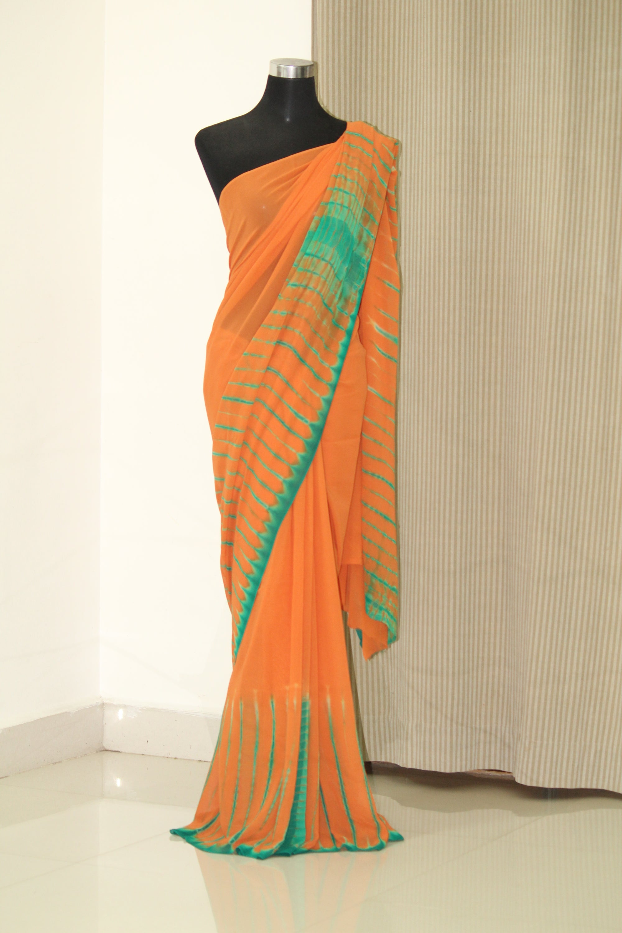 Shibori tie and dye pure georgette saree