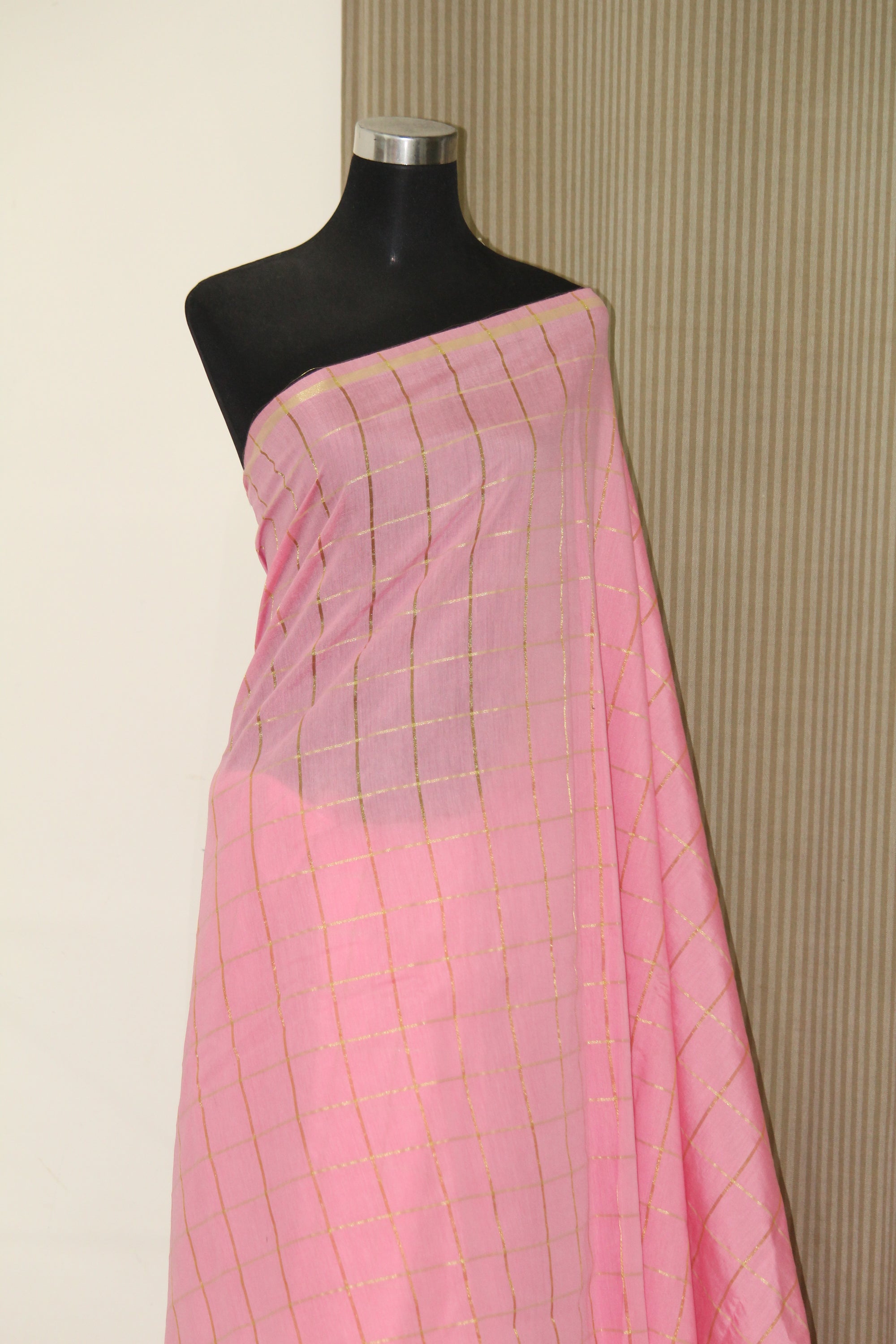 Silk cotton zari checks saree