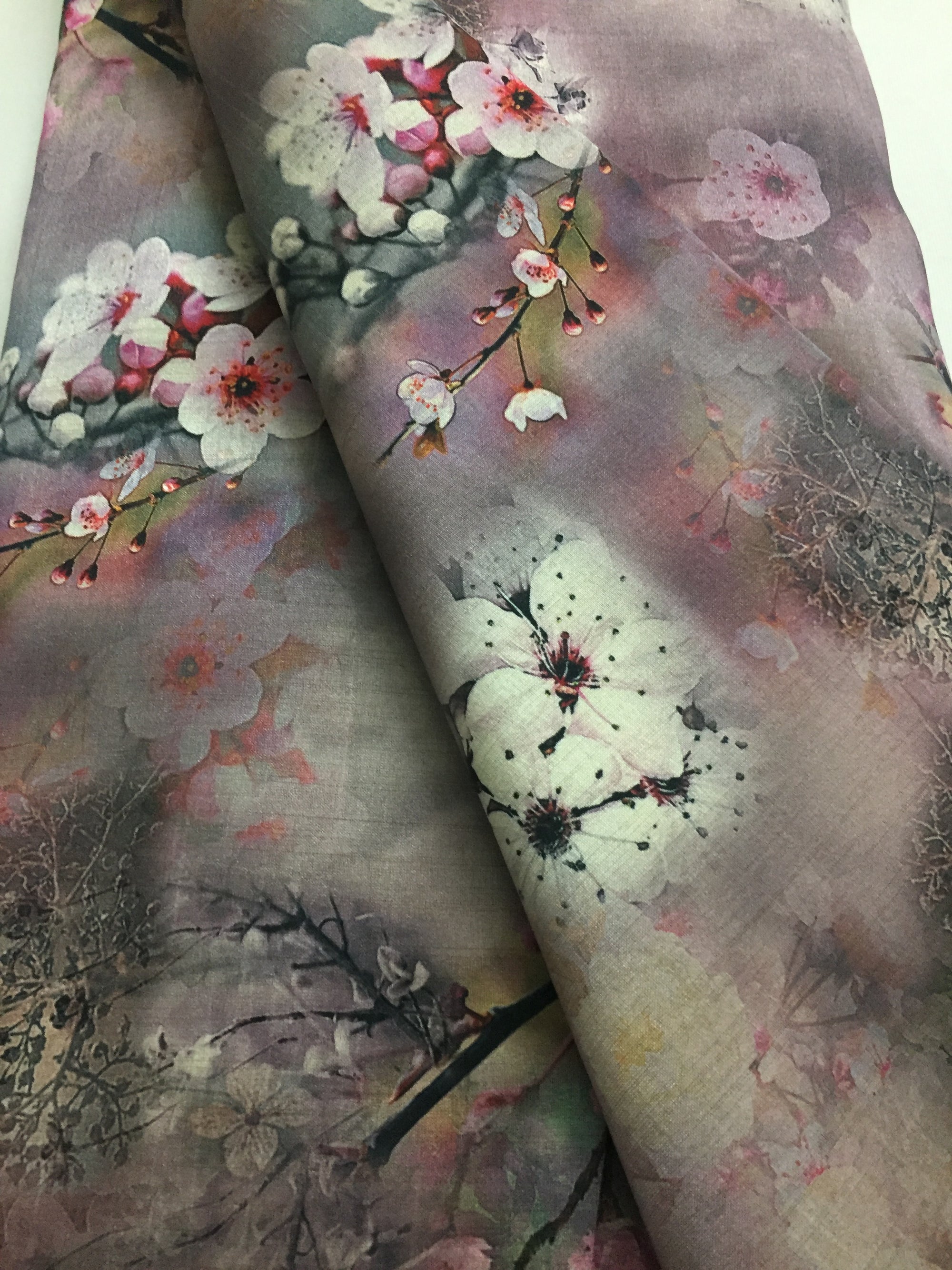 Printed silk fabric