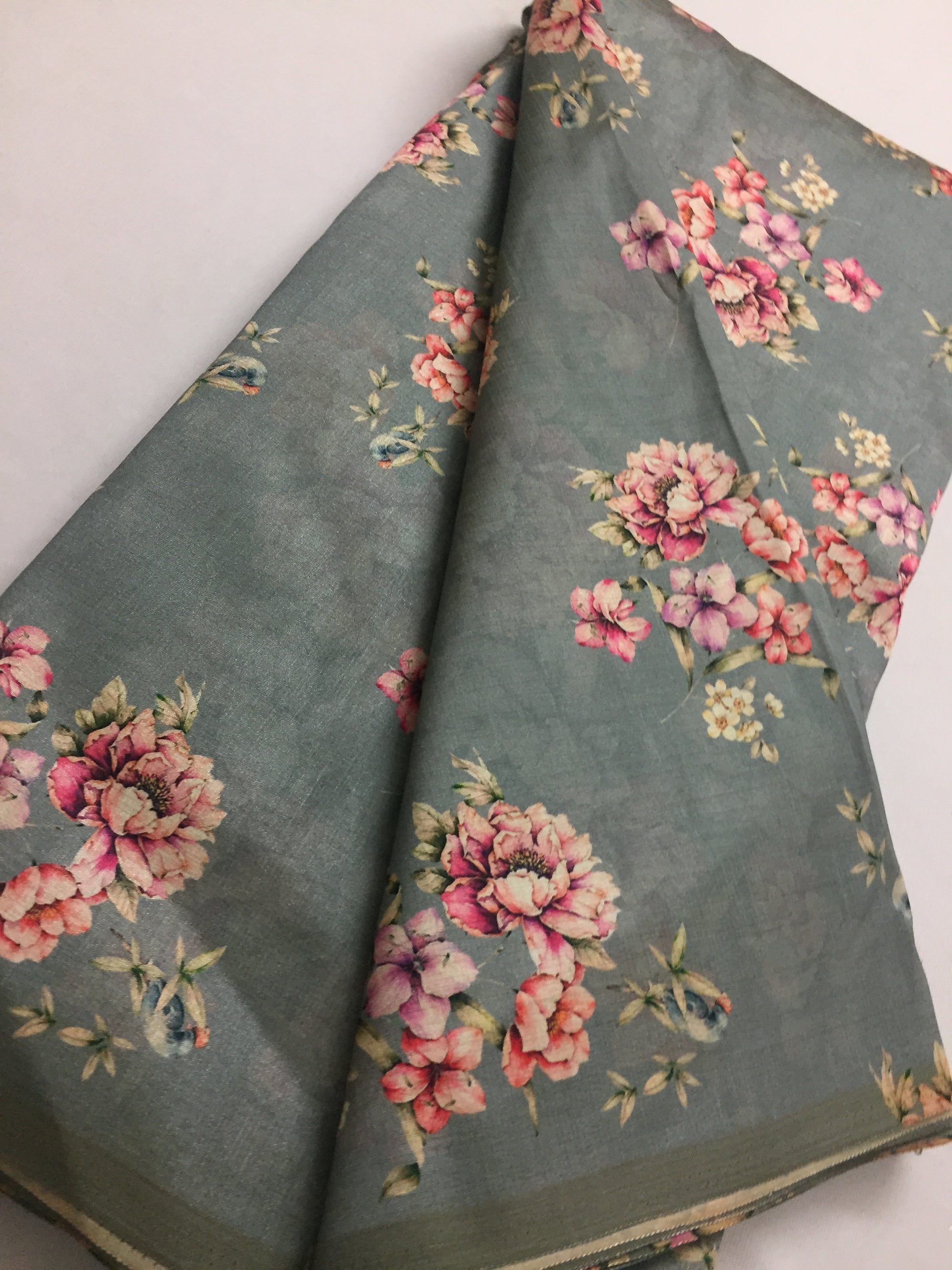 Printed silk fabric