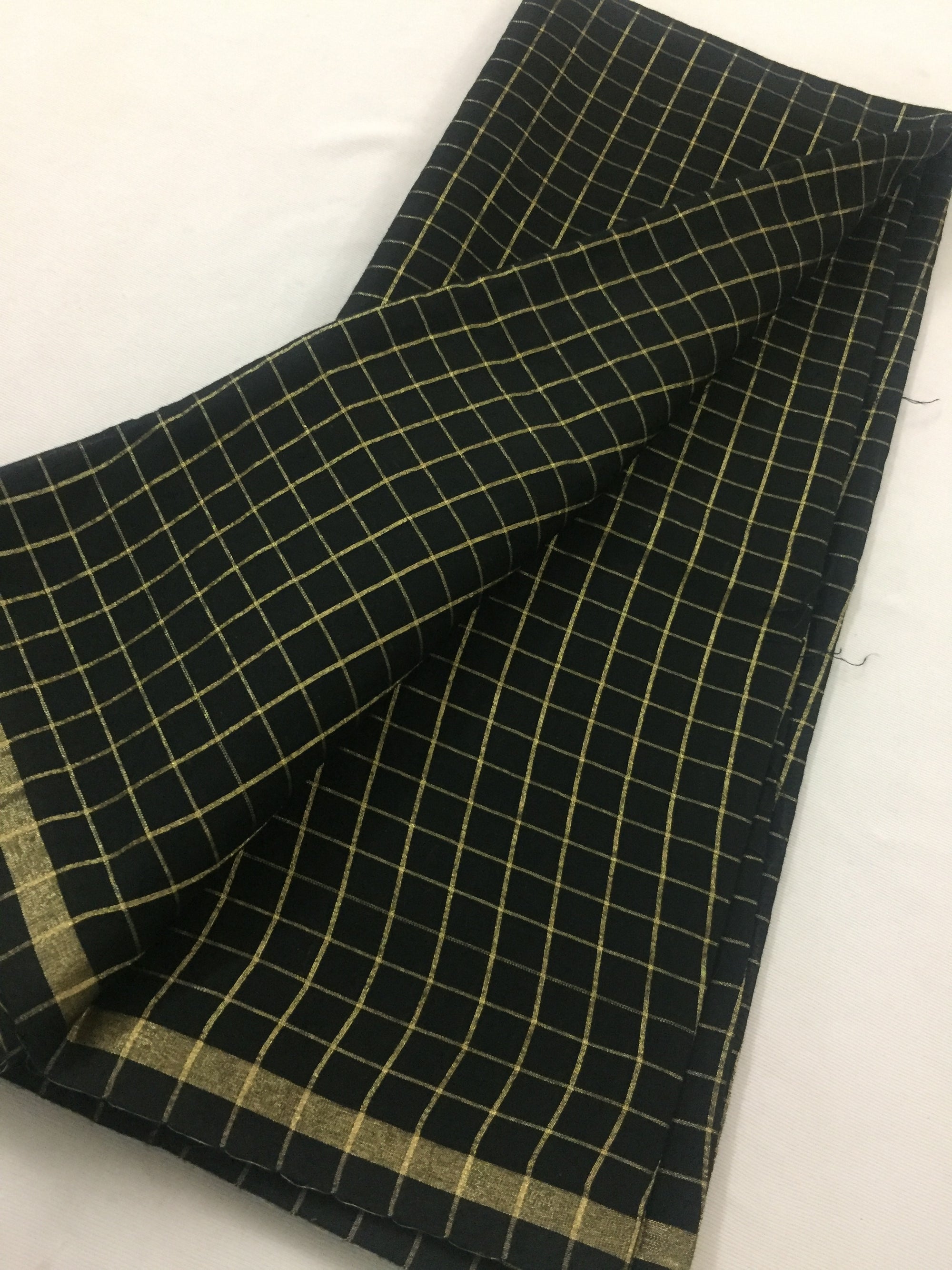 Silk cotton checks fabric