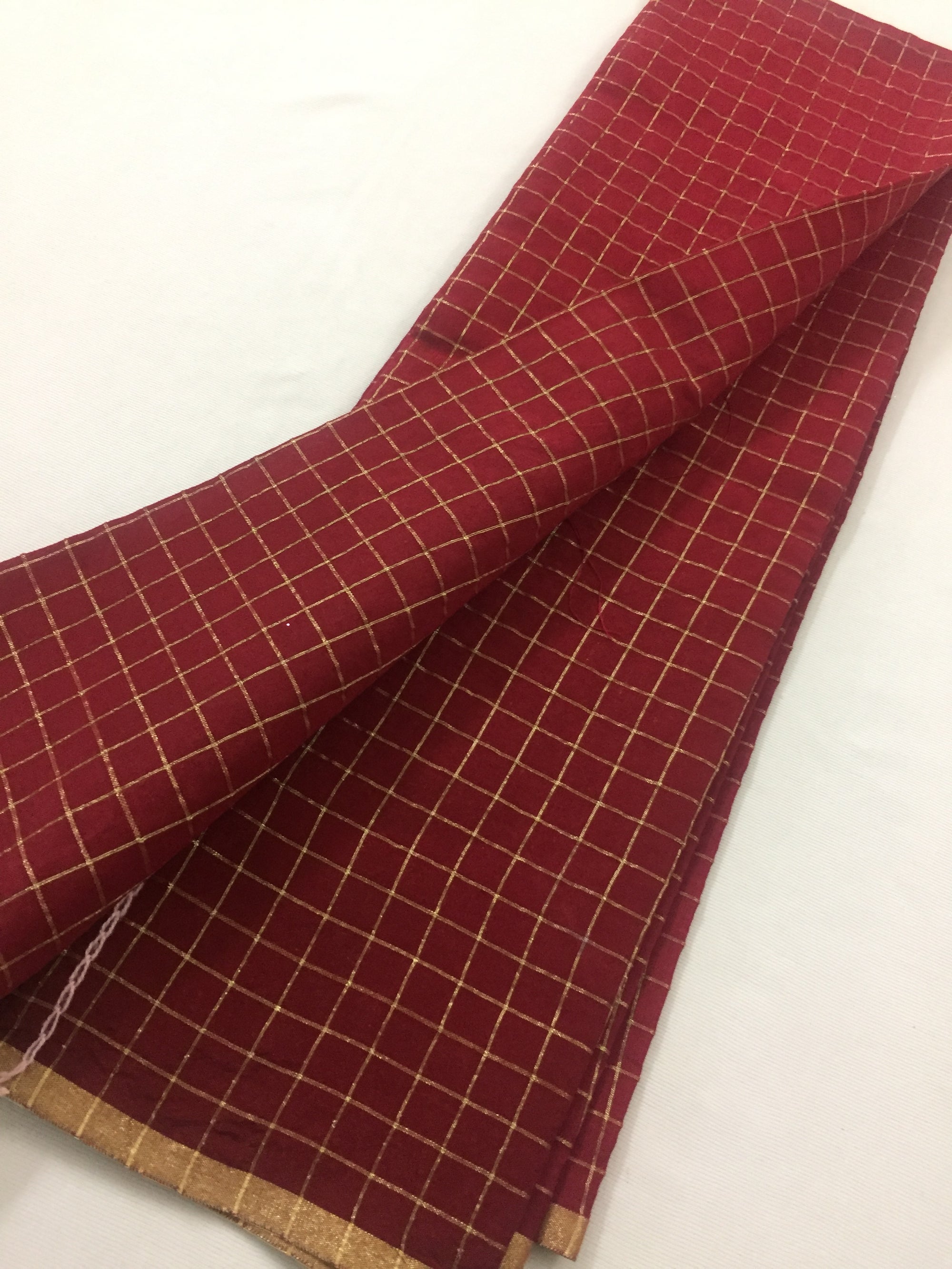 Silk cotton checks fabric