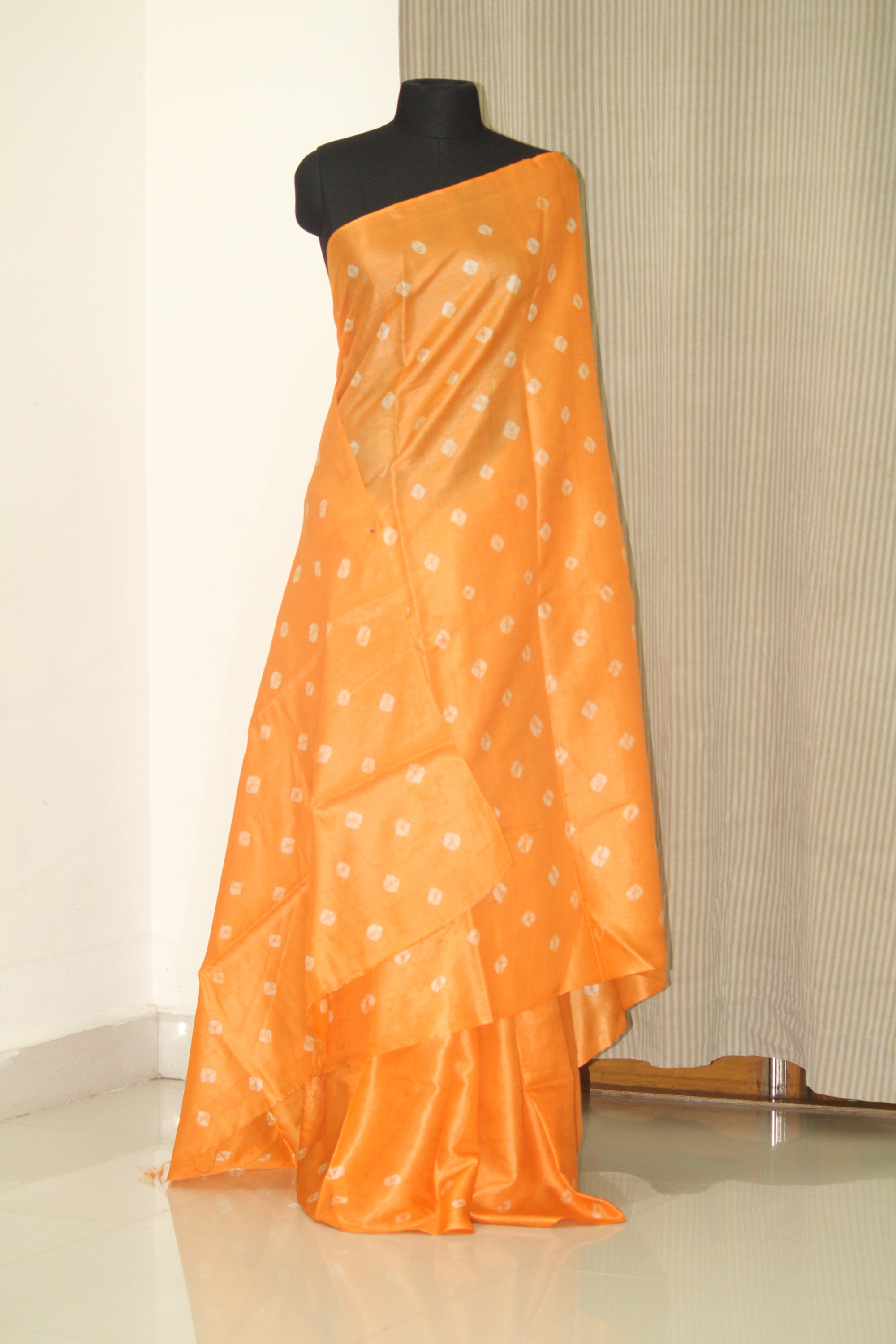 Bandhani pure tussar silk handloom saree