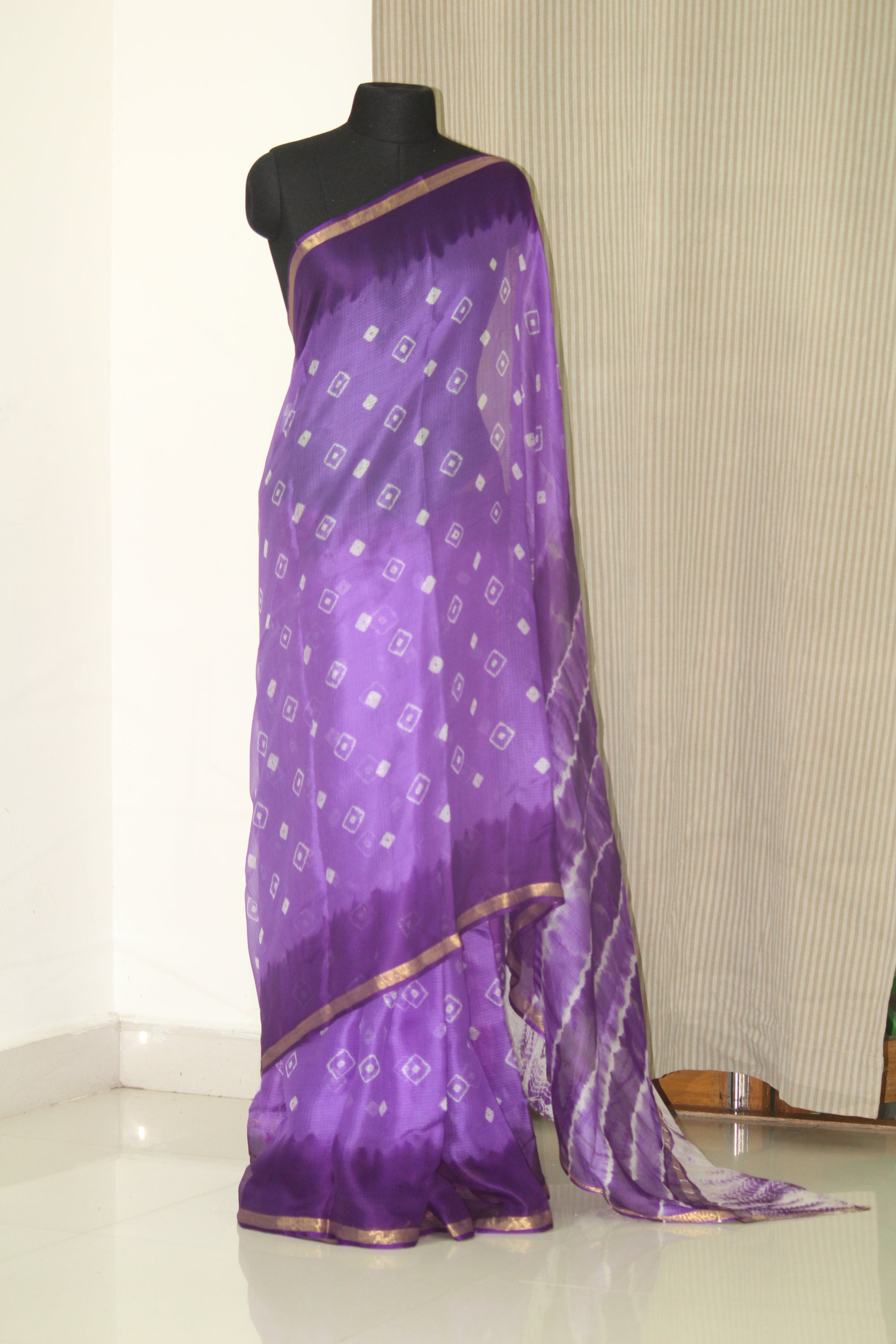 Tie and dye Bandhani pure kota silk saree