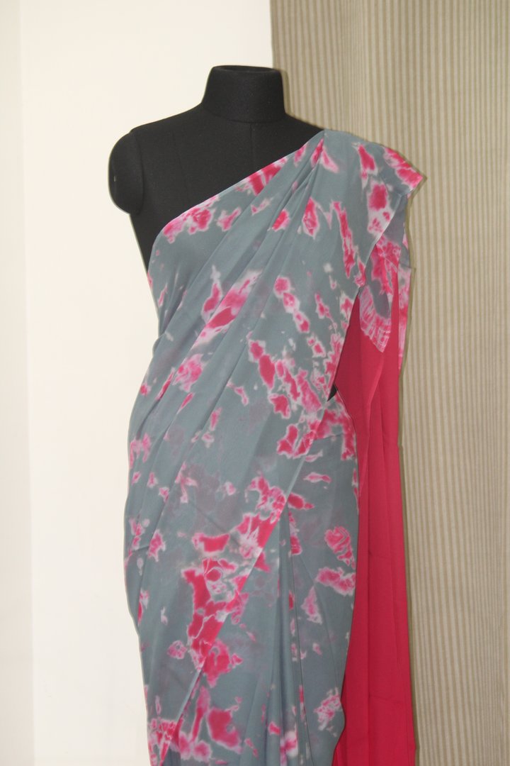 Shibori tie and dye pure georgette saree
