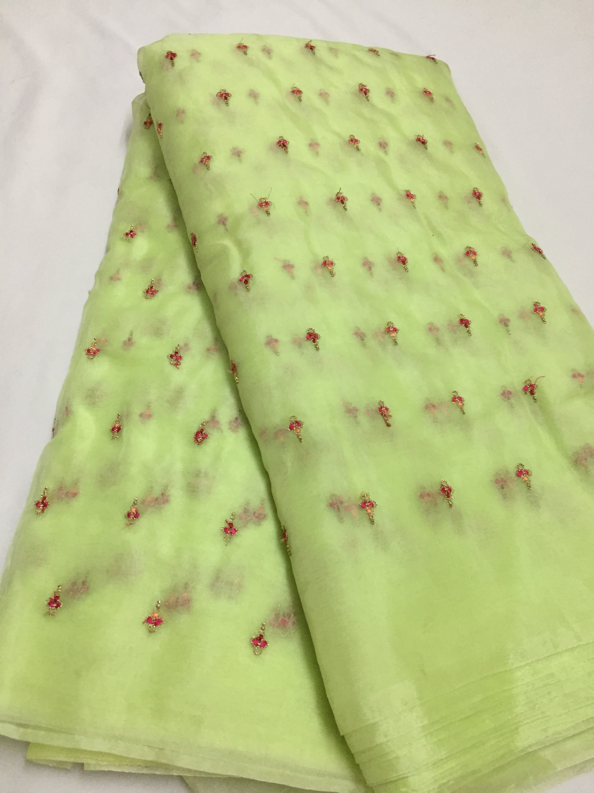 Embroidery on organza saree