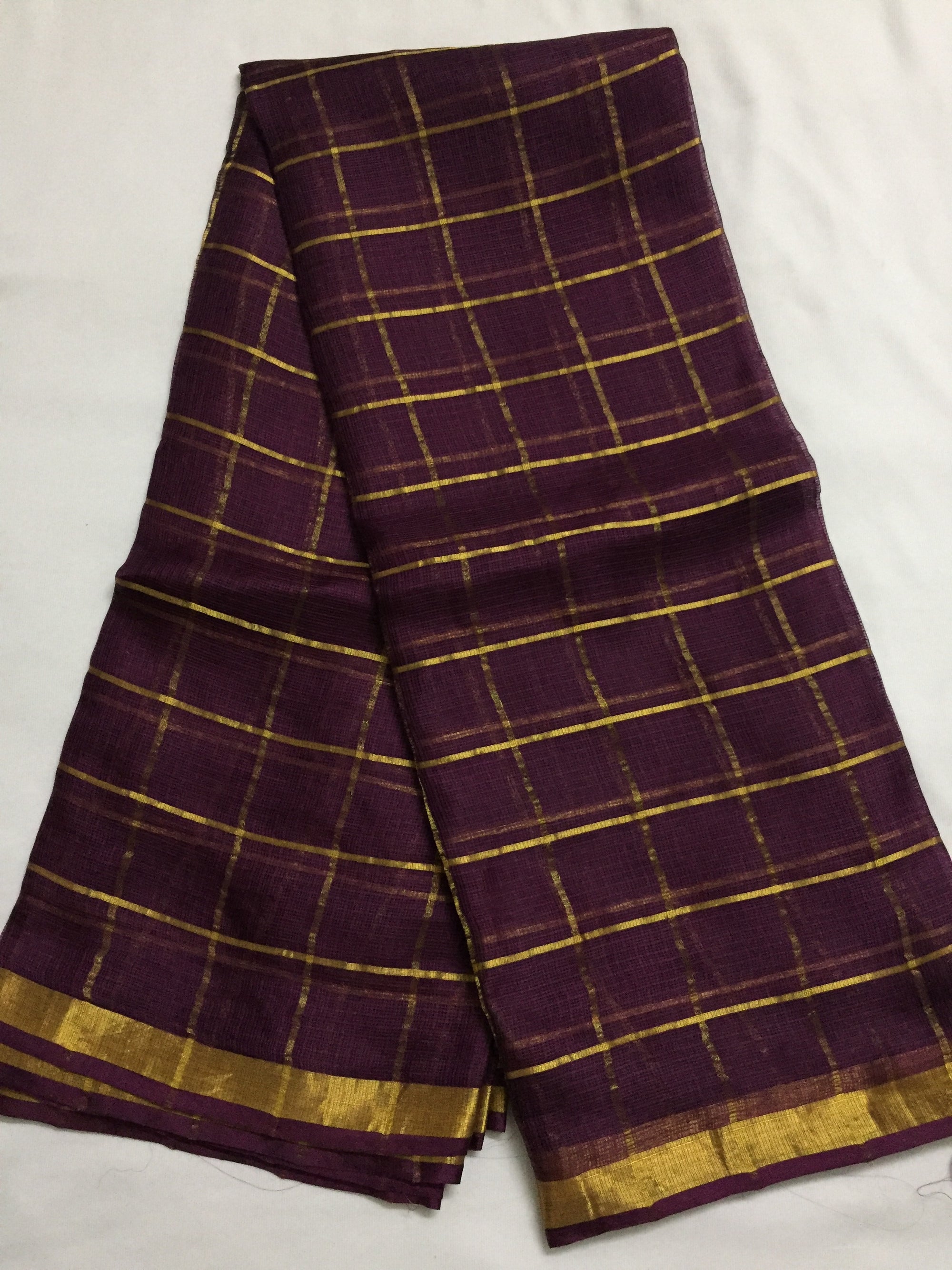 Pure kota silk saree with zari checks