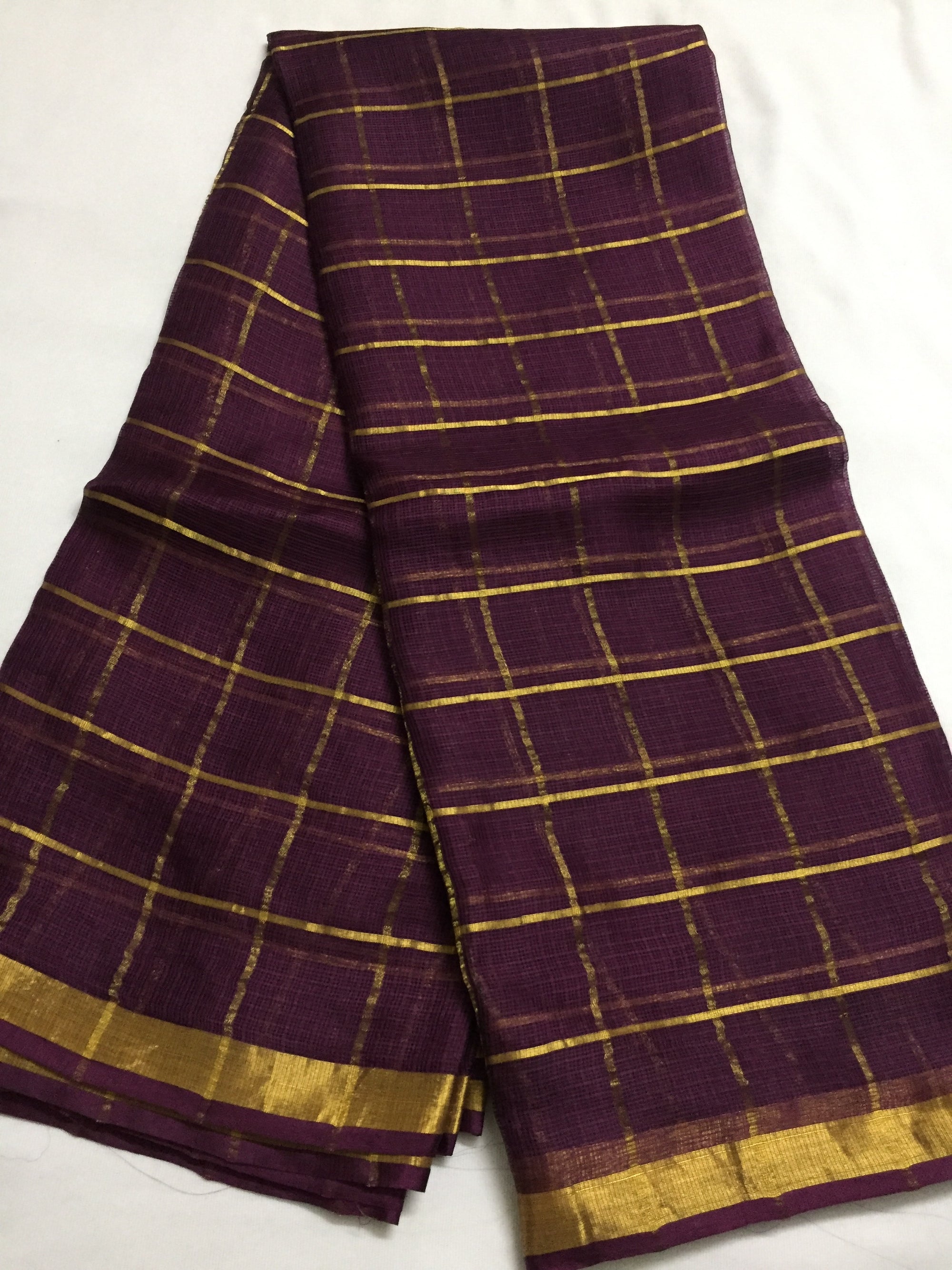 Pure kota silk saree with zari checks