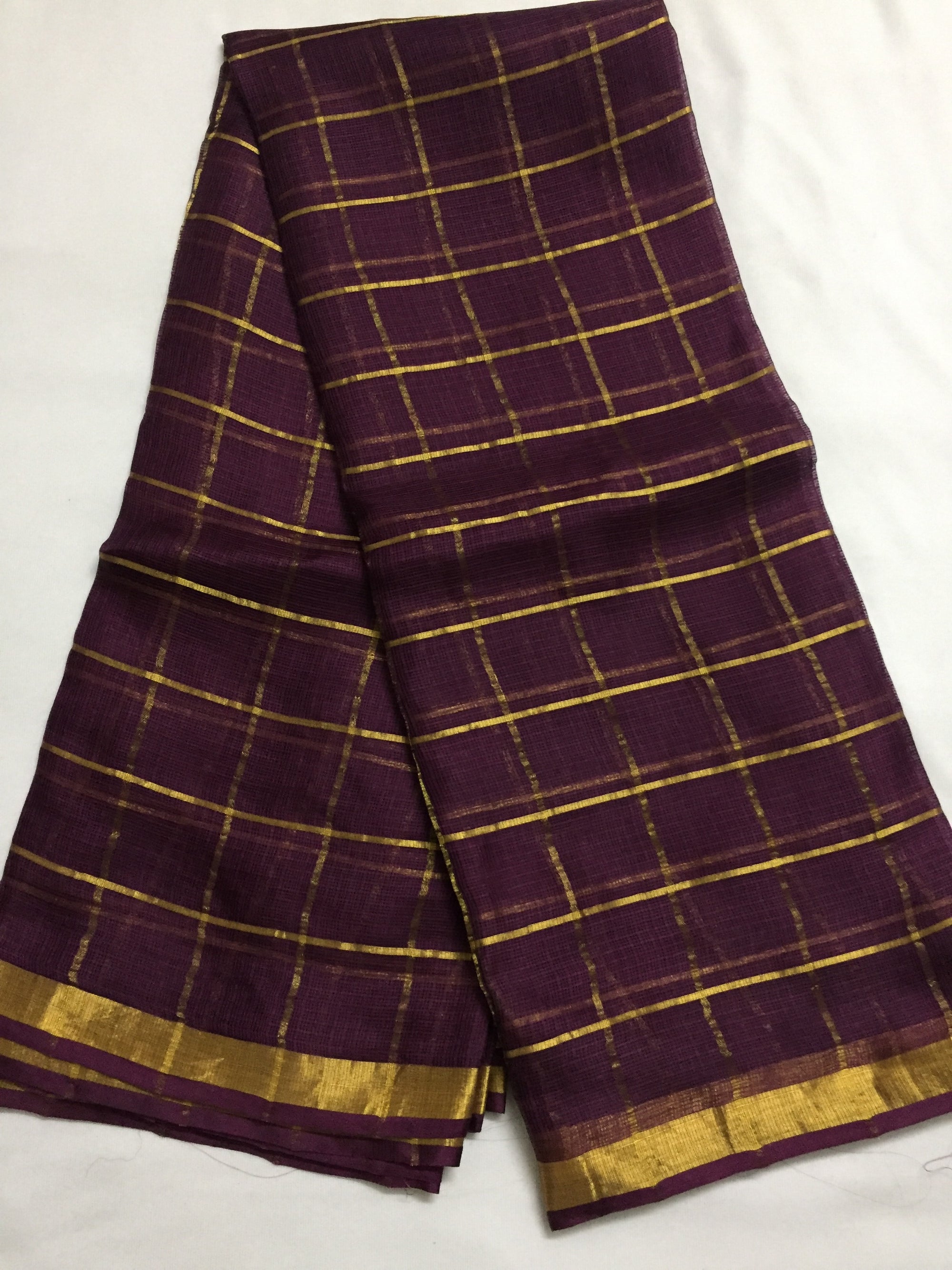 Pure kota silk saree with zari checks