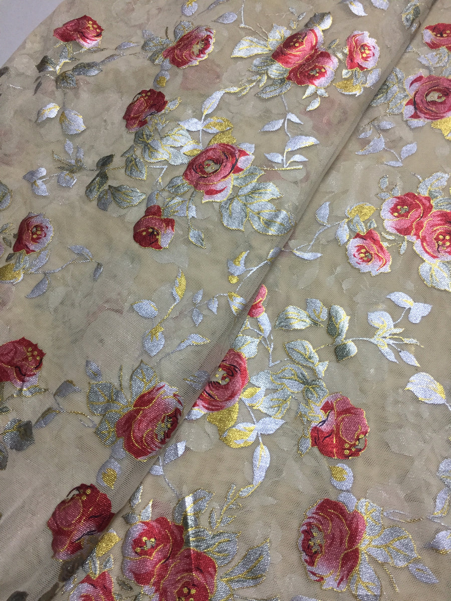 Printed lycra imported net fabric