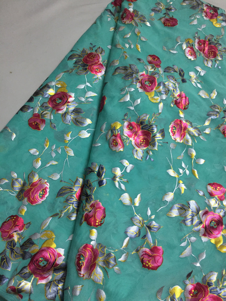 Printed lycra imported net fabric