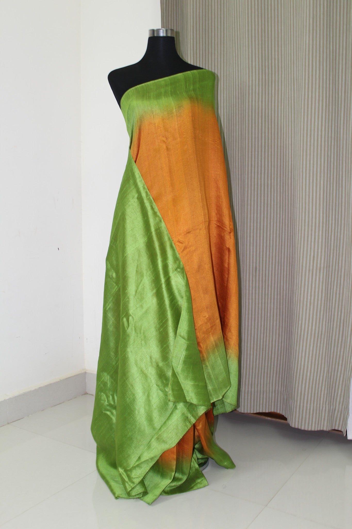 Pure raw silk saree in double shade