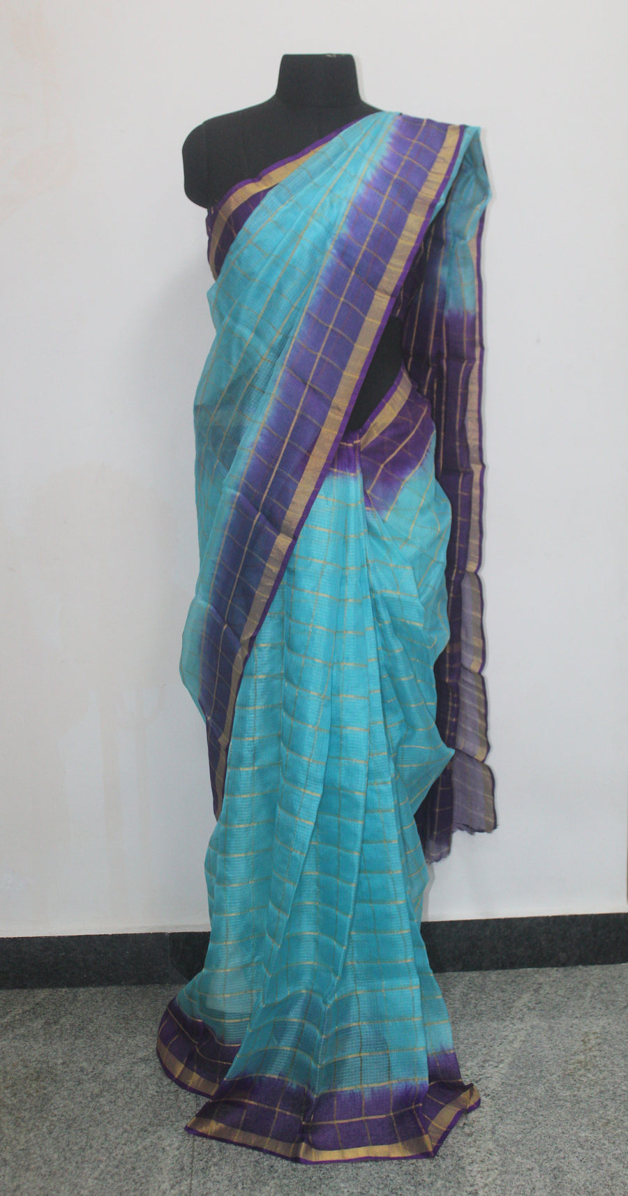 Pure kota silk saree with zari checks