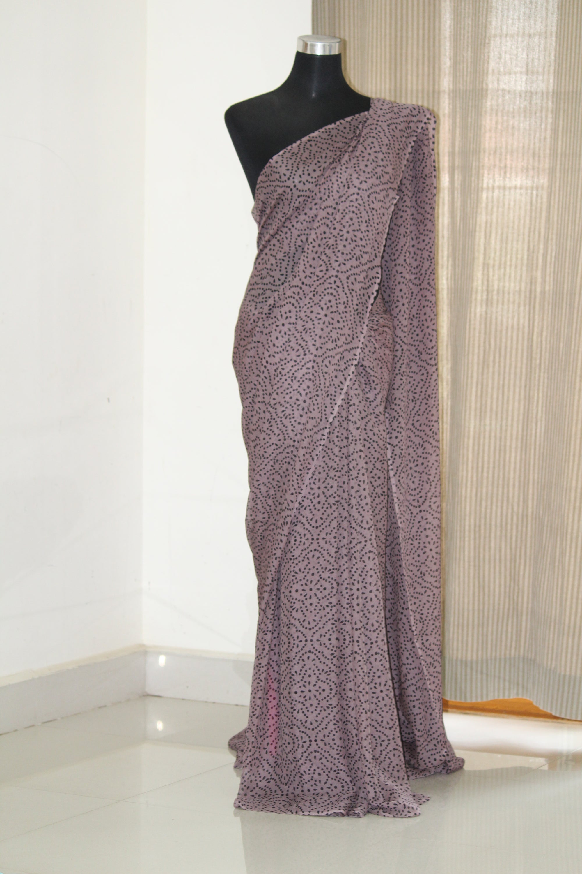 Printed pure silk chiffon saree