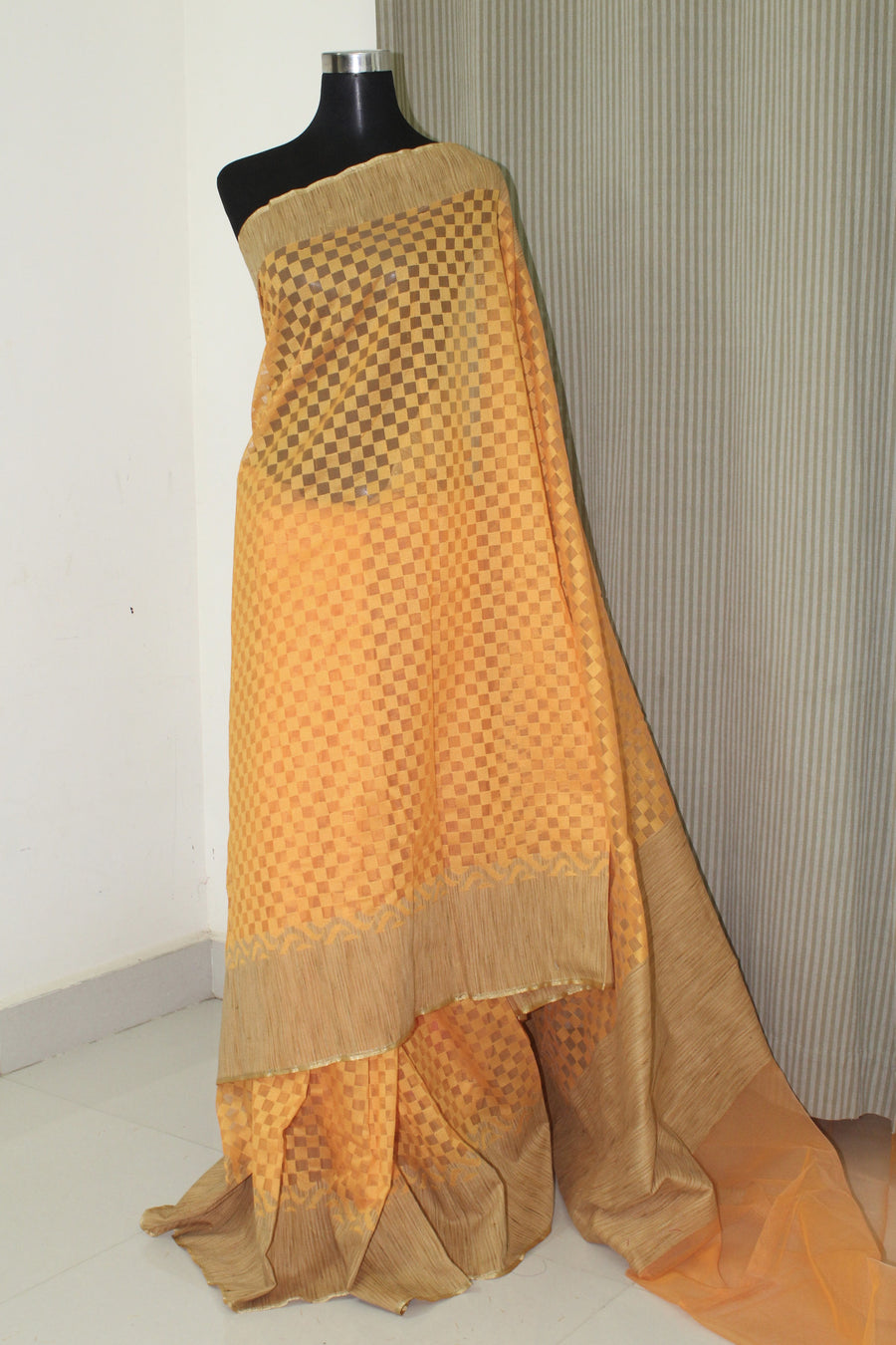 Self woven handloom net saree with blouse