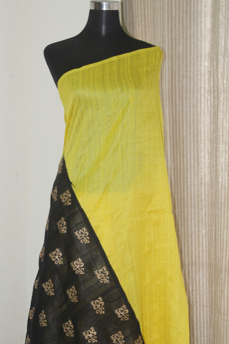 Dupion pure raw silk saree with gold print