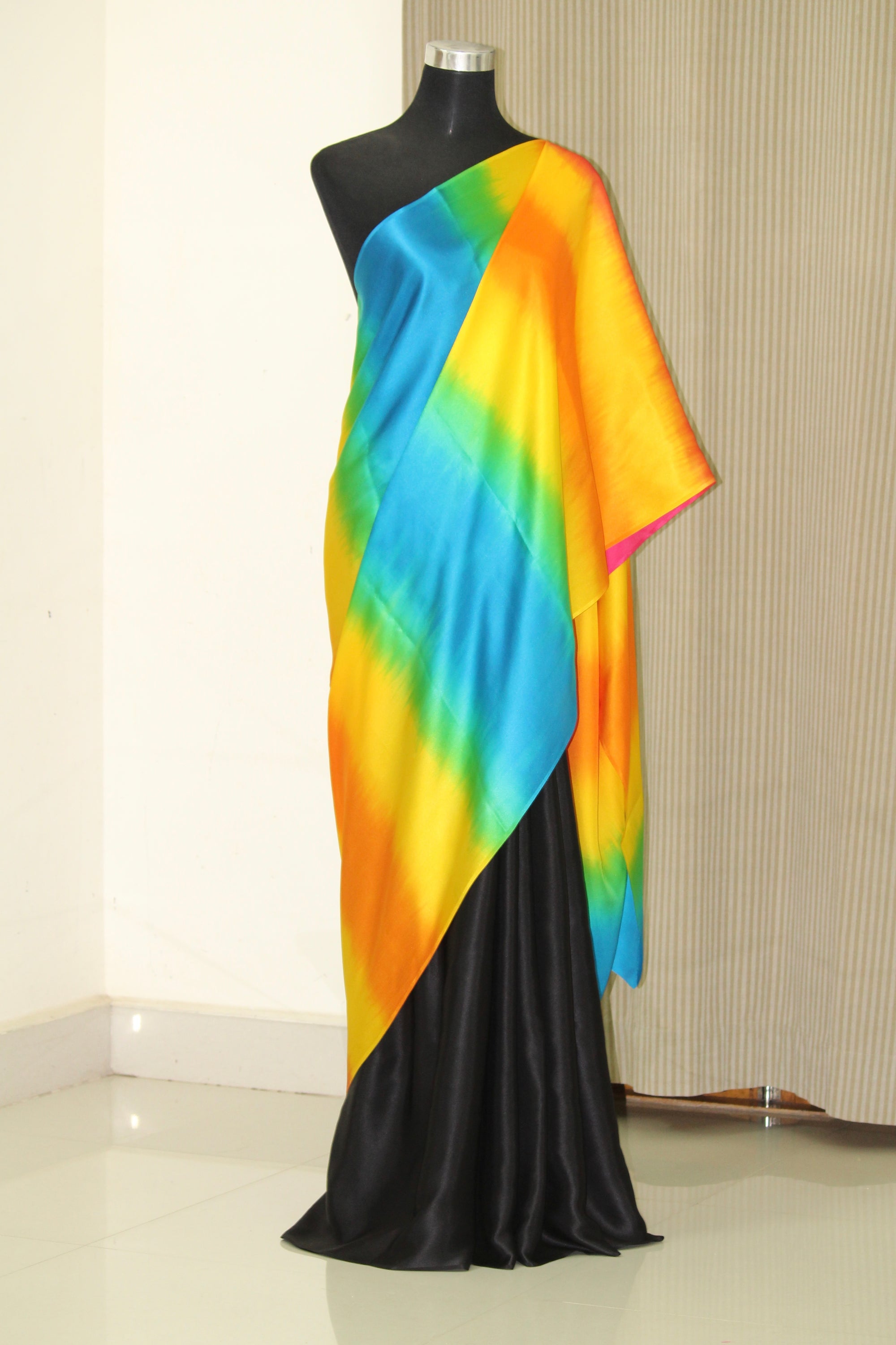 Pure silk saree, pure satin saree, multishaded saree, saree online