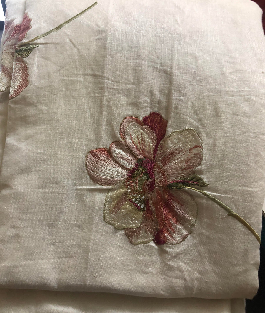 Embroidered linen fabric