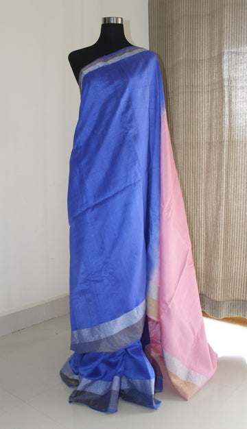 Pure raw silk saree with zari border