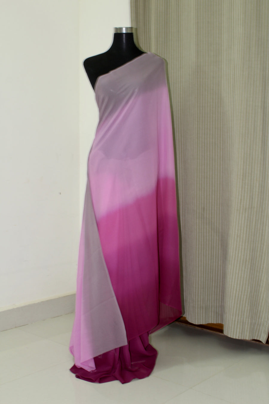 Pure silk georgette in multi shade saree