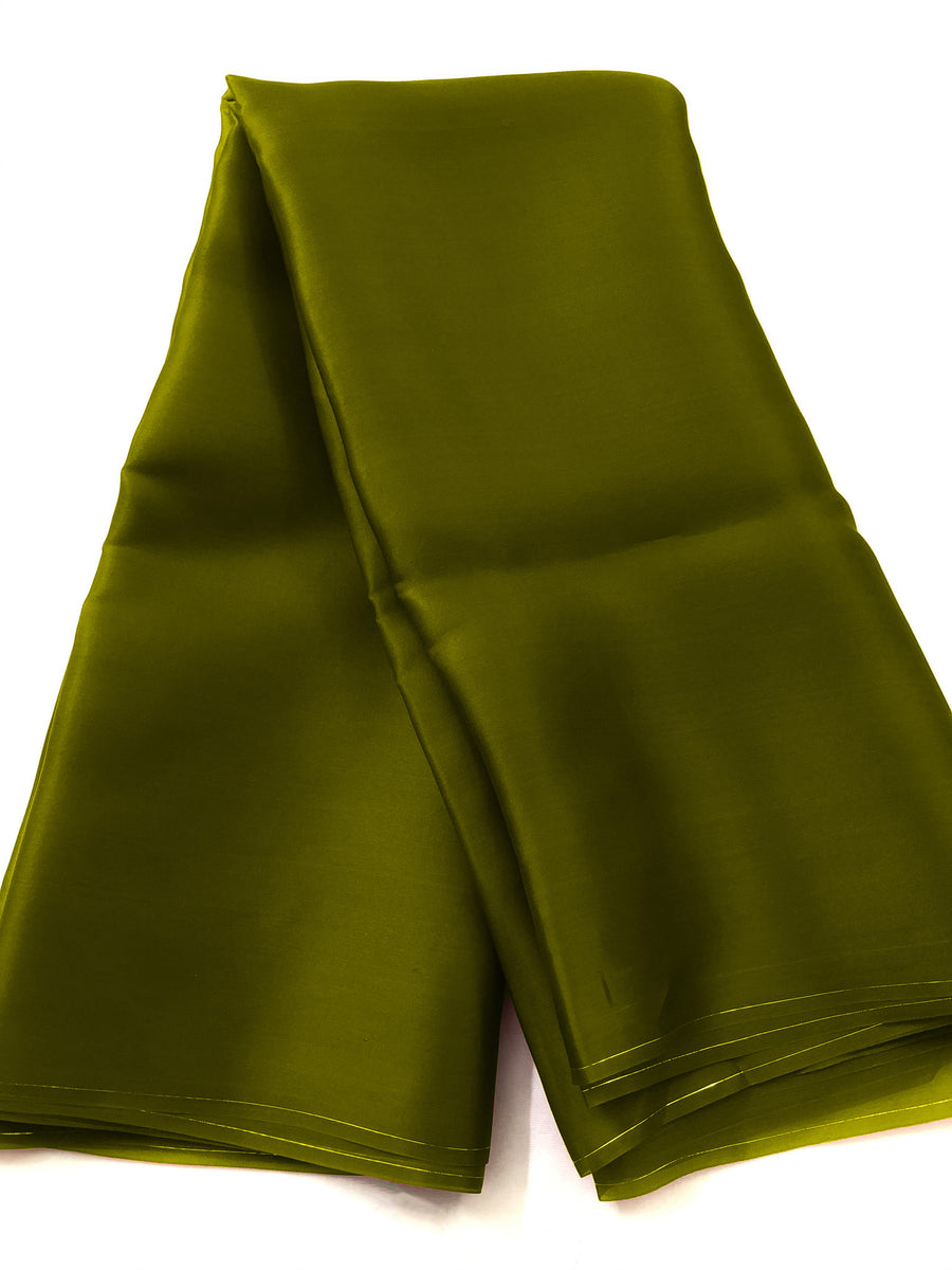 Pure silk satin organza green saree (50 grams per metre)